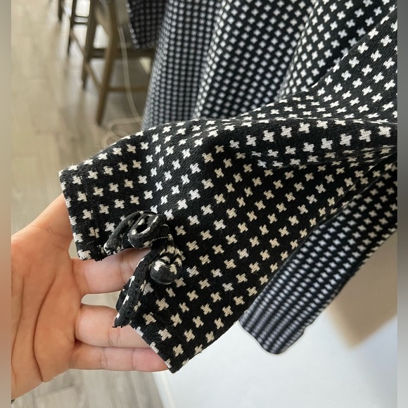 Talbots|Check Jacquard Knit Top in Black & White, Tie Details—Size 2X Petite - Picture 8 of 13